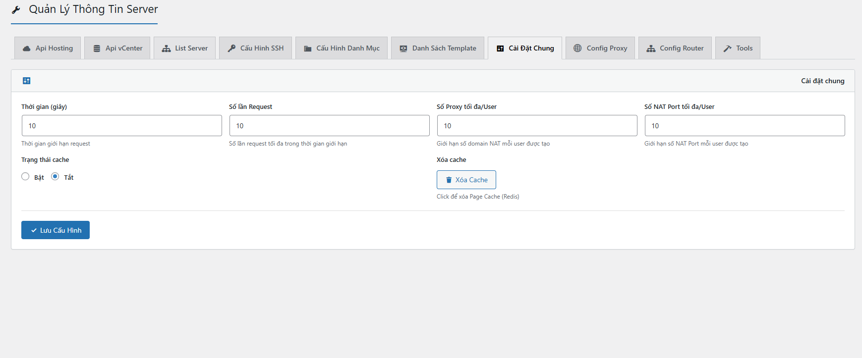 Cài đặt chung hệ thống