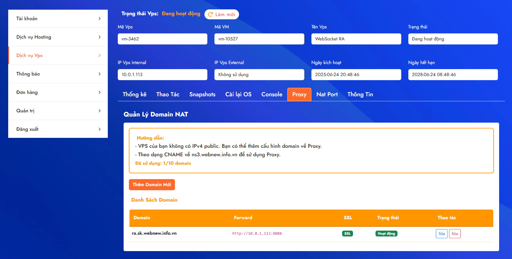 Quản lý Proxy Domain và cấp SSL