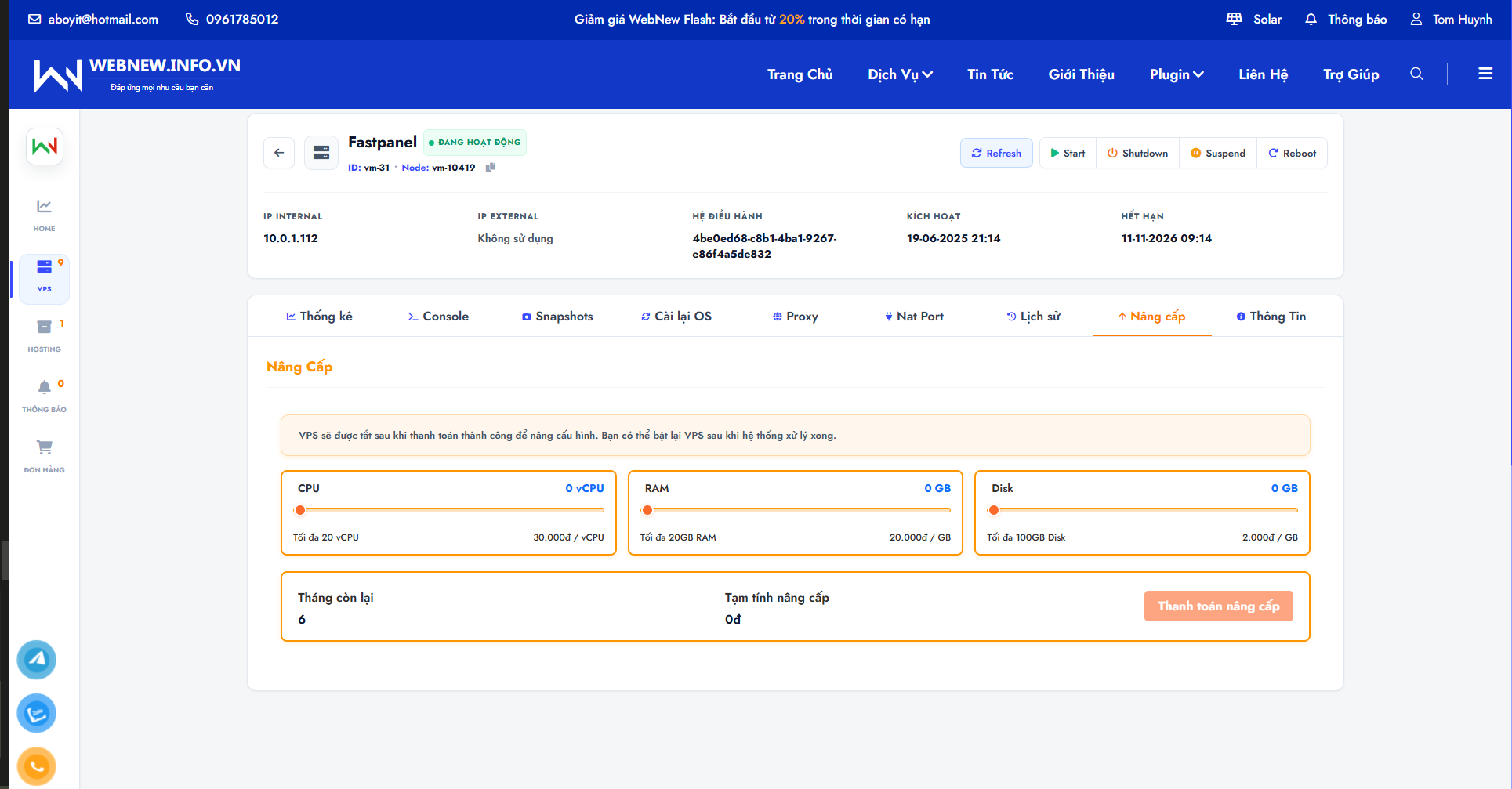 Thông tin VPS chi tiết