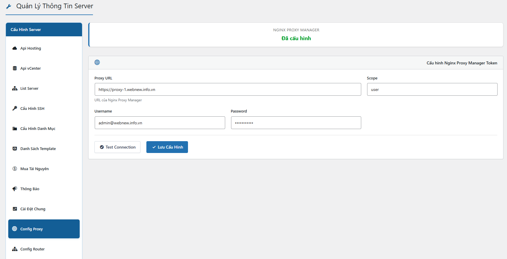 Cấu hình Nginx Proxy Manager